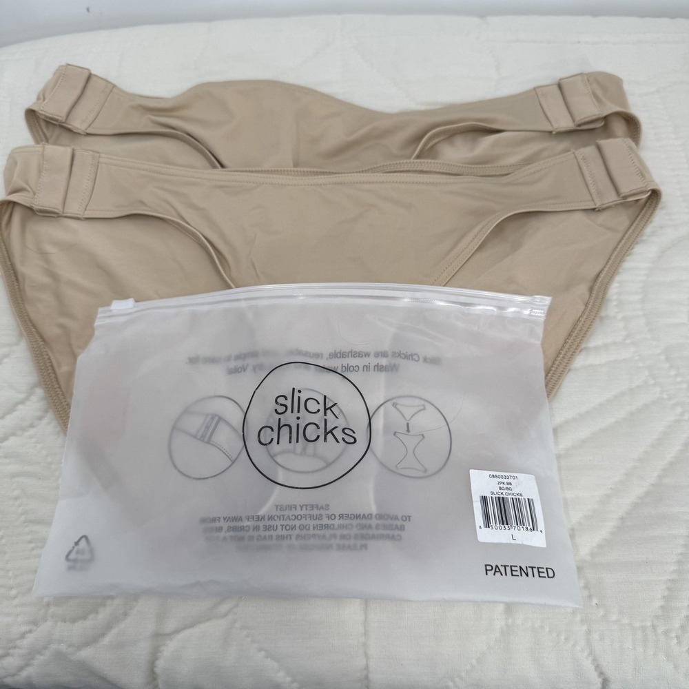 Slick Chicks Panties Womens L Beige Adaptive Bikini Brief 2 Pk Side‎ Fastening